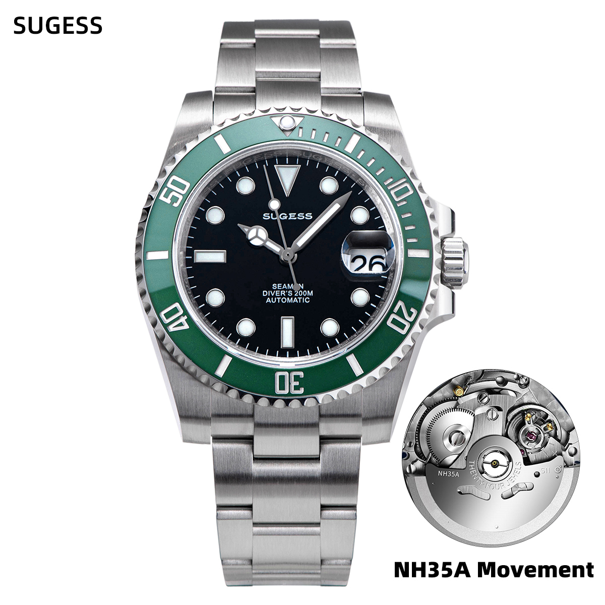 Wristwatches Sugess Diving Automatic Mechanical Watches NH35 Movement Ceramic Bezel Waterproof Wristwatch 200M Sapphire Crystal Water Ghost 230419, Full green nh35
Wristwatches Sugess Diving Automatic Mechanical Watches NH35 Movement Ceramic Bezel Waterproof Wristwatch 200M Sapphire Crystal Water Ghost 230419, Full green nh35