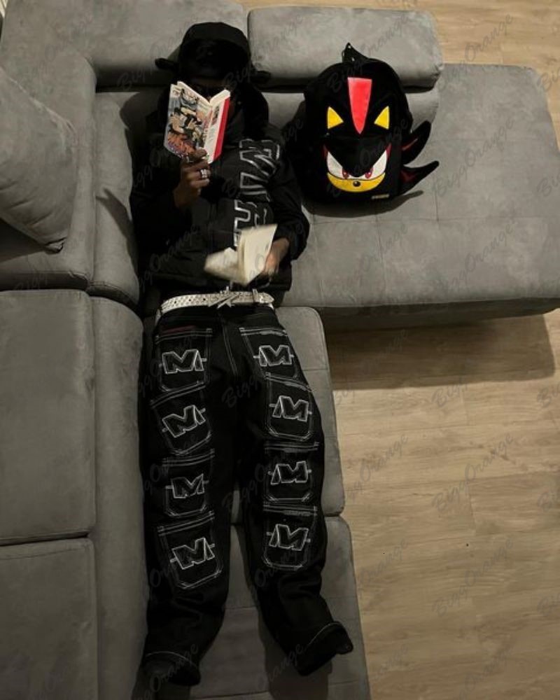 Men's Jeans Multi pocket cargo jeans are stylish with loose pants for men fall guys black wide leg streetwear RetailWholesale 230419