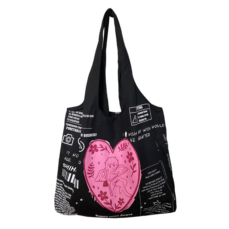 Evening Bags Cupid Women's Canvas Shoulder Bag Girls' Cotton Canvas Shopping Bag Eco Handbag Students' School Bag Women's Large Gr