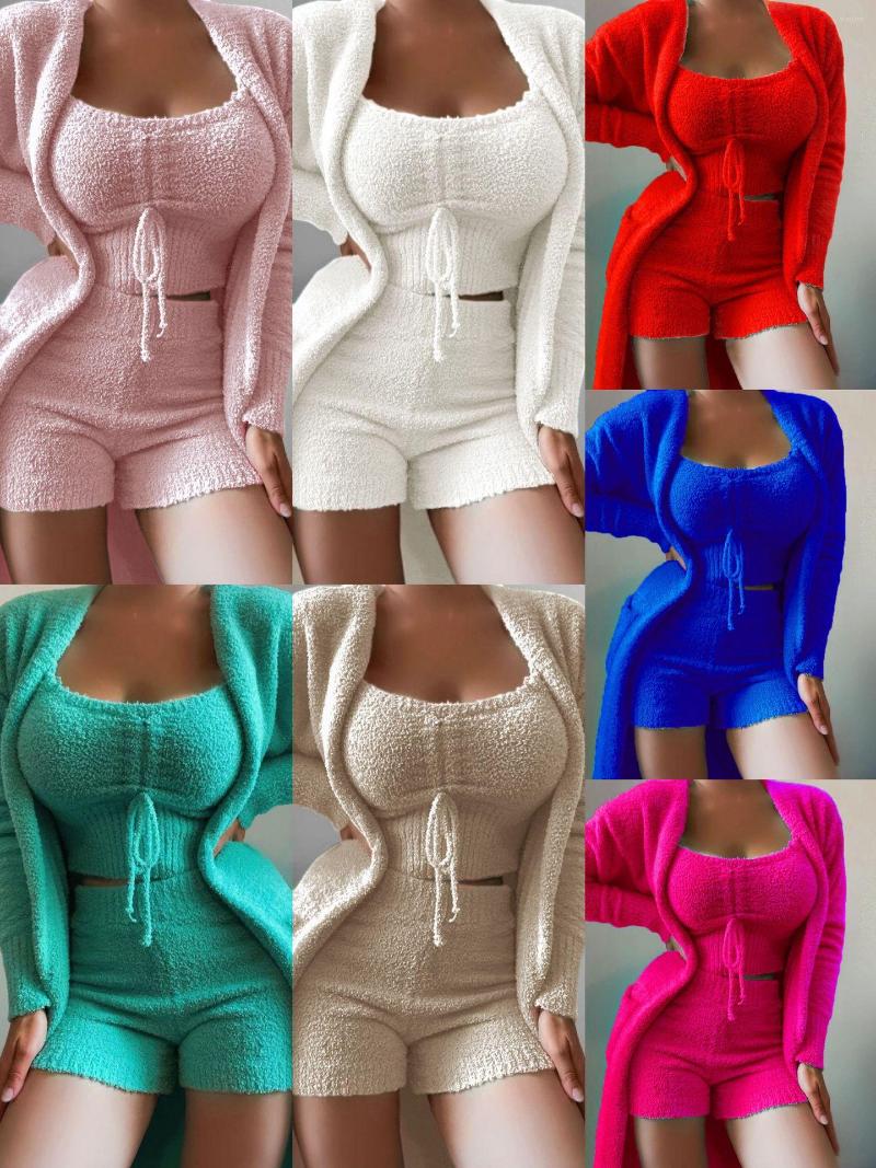 Women' Tracksuits Women Plush Home Wear Casual Three Piece Pajamas Long Sleeves Vest Shorts Suit 2023 Fashion Keep Warm Clothes Female, Pink
Women' Tracksuits Women Plush Home Wear Casual Three Piece Pajamas Long Sleeves Vest Shorts Suit 2023 Fashion Keep Warm Clothes Female, Pink