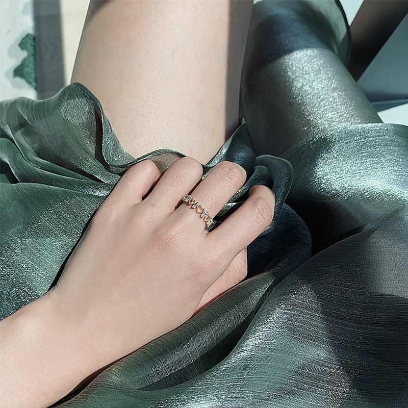 Band Rings New Fashion Gold Color Heart Shape Open Rings For Women Girls Zirconia Crystal Party Jewelry