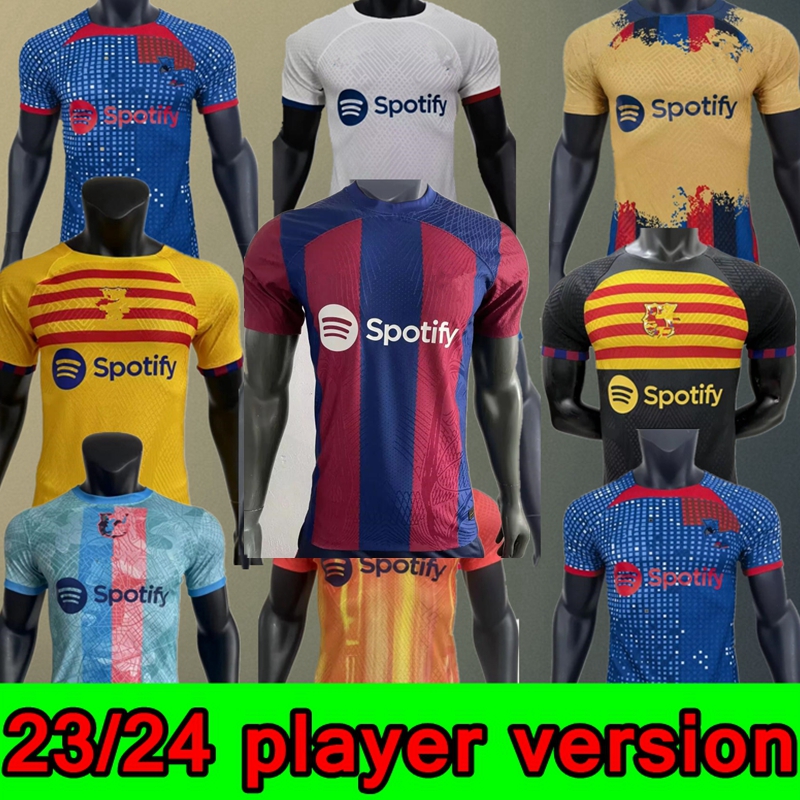 23 24 Camisetas Barcelona soccer jerseys player PEDRI LEWANDOWSKI GAVI 2023 2024 ANSU FATI FERRAN RAPHINHA DEST football shirt men kit kids equipments de football, 4th fan version