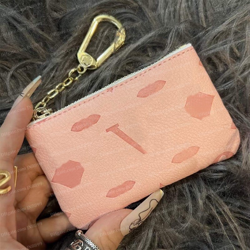 KEY POUCH Designer Mini Wallet Fashion Womens Mens Keychain Ring Credit Card Holder Coin Purse Luxury Original Box Wallets Purse Crossbody Bag 14 Colors