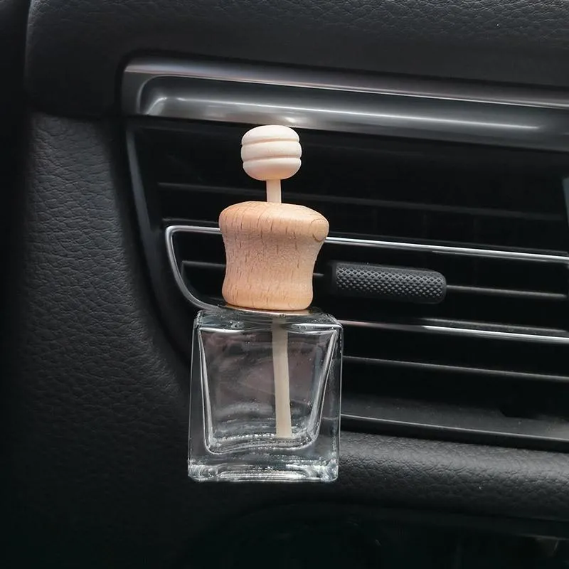 Perfume Car Bottles Empty With Clip Wood Stick Essential Oils Diffusers Conditioner Vent Automobile Air Freshener Glass Bottle Cars Decorations Fy3456