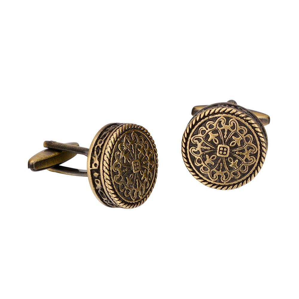Cuff Links SAVOYSHI High Quality Shirt Cufflinks for Men Round Bronze Vintage Pattern Metal Cuff links Gift Free Enagraving Name 230419