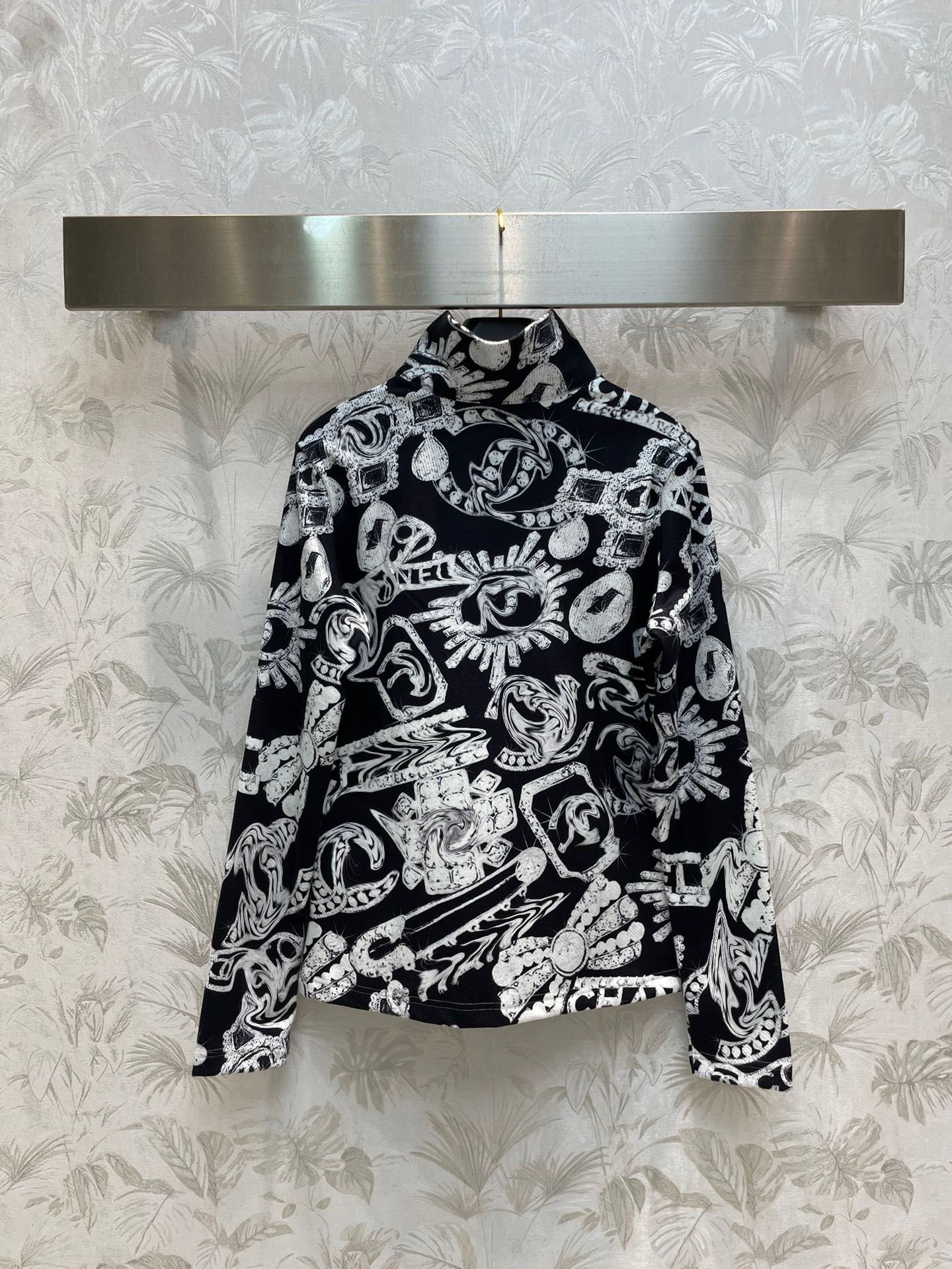 Fashion New Print Pattern Lady Turtleneck Tops Women's Long Sleeve Elegant Zip Up Female Tops