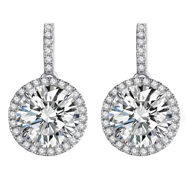 Sterg Sier Dangle Earrings: Large White Topaz CZ Dia Moissanite Drop Earring Women, Jewelry for Party and Lover Gift