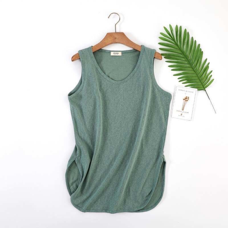Women's Tanks Camis Summer Cotton And Linen Plus Size Tank Top Women'S Split Collar Sleeveless Bottoming Shirt W808 230419
