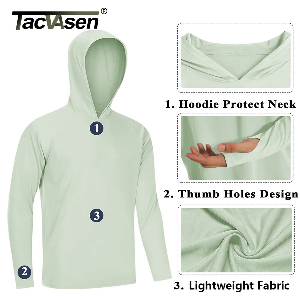 Men's T-Shirts TACVASEN Sun Protection T-Shirts Mens Long Sleeve Hoodie Casual UV-Proof T-Shirts Breathable Lightweight Quick Dry T shirts Male 2