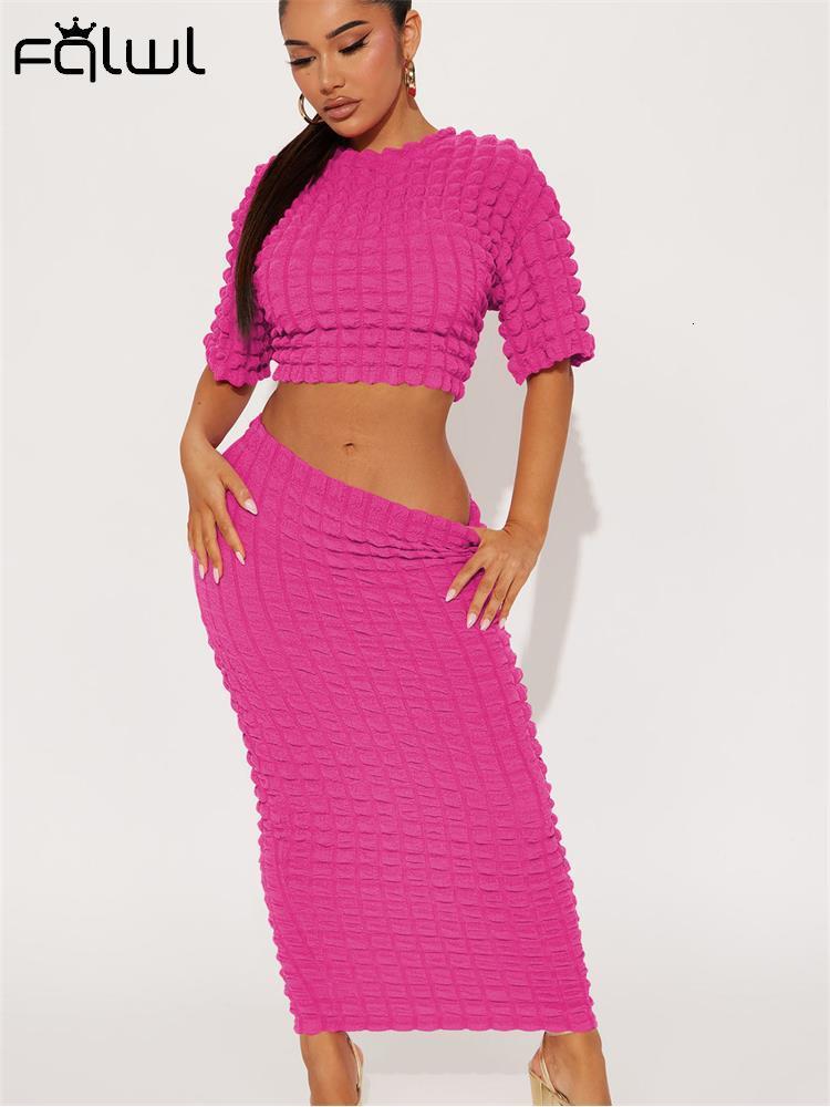 Two Piece Dres 2023 Crop Top And Straight Skirt Sets In Matching Summer Streetwear Solid 2 Set Club Outfit 230419