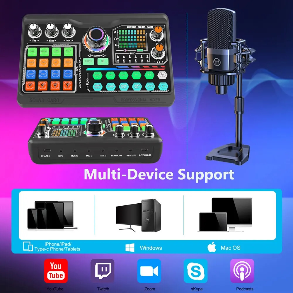 Microphones Zealsound Professional Podcast Microphone SoundCard Kit for PC Smartphone Laptop Computer Vlog Recording Live Streaming 231117