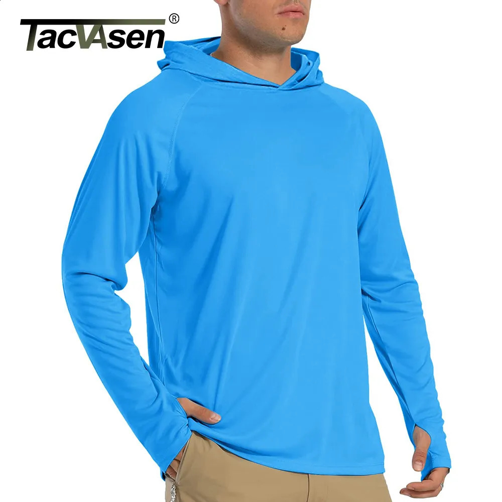 Men's T-Shirts TACVASEN Sun Protection T-Shirts Mens Long Sleeve Hoodie Casual UV-Proof T-Shirts Breathable Lightweight Quick Dry T shirts Male 2