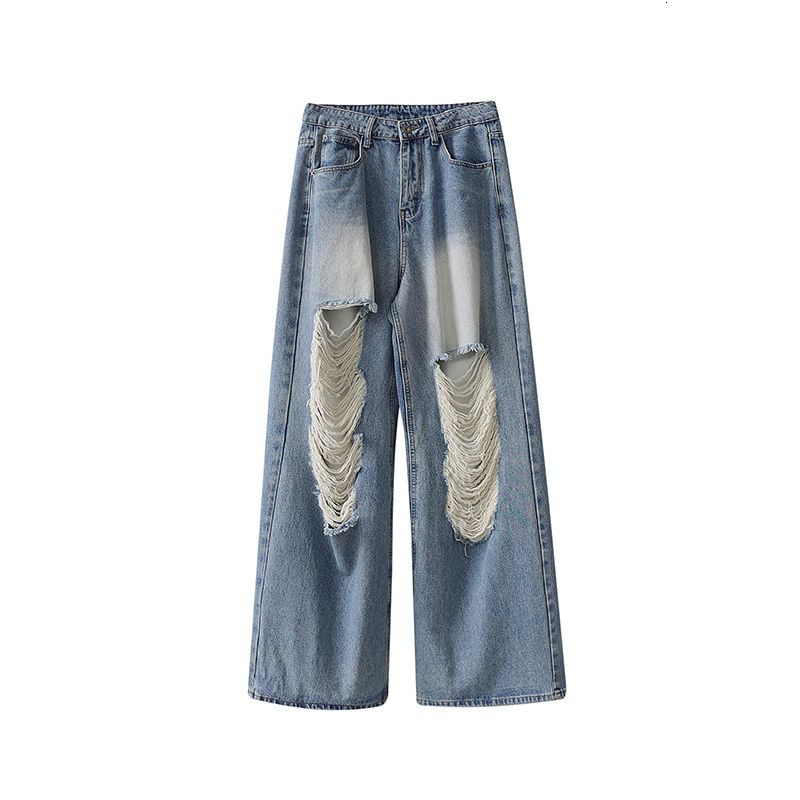Mens Jeans Ripped Men Spring Vintage Trend High Street Harajuku Hip Hop Wide Leg Pants Ins Korean Fashion Casual Baggy 230419