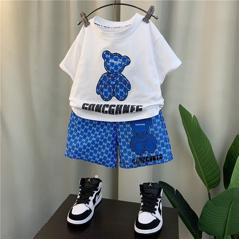 Clothing Sets 2023 teenage Boy Set kid clothing Suit Summer Outing Clothes Top Shorts 2PCS for Children's 4 6 8 10 12 years 230418