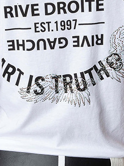 Womens TShirt Letter drill Cotton White Tees Women Chic short Sleeve V Neck T Shirt Casual Hipster Fashion Clothes Tops 230419