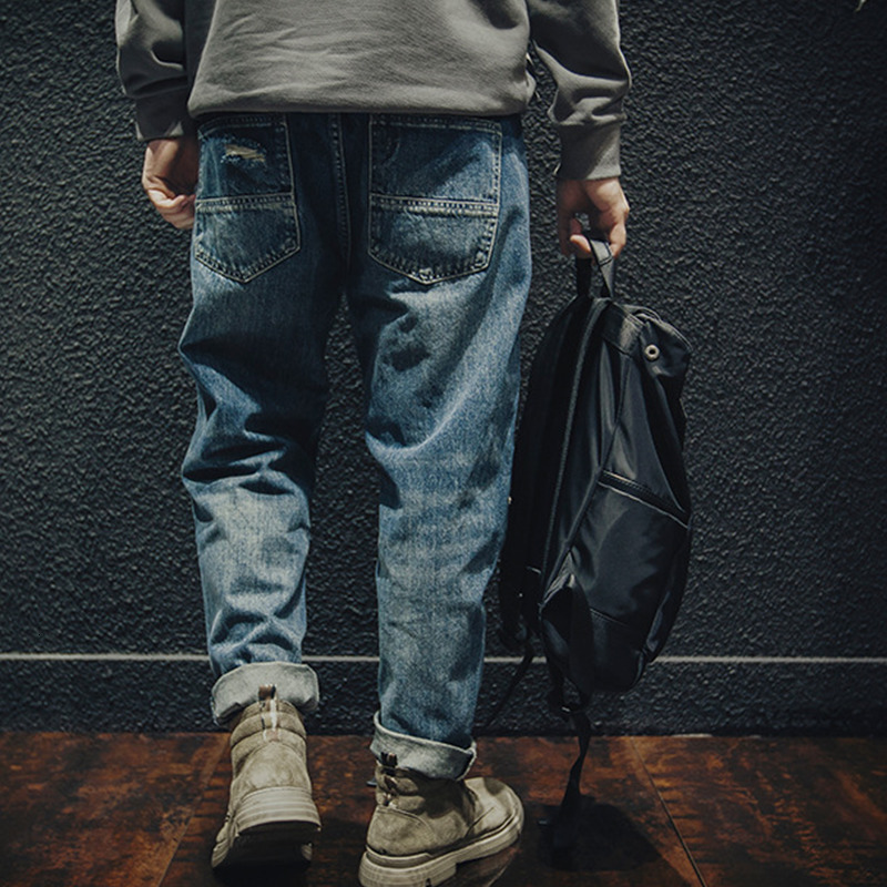 Mens Jeans Men Clothing Autumn and Winter Straight Loose Cylinder Vintage Chaopai Comfortable Blue Ripped Harun Trousers Female 230419