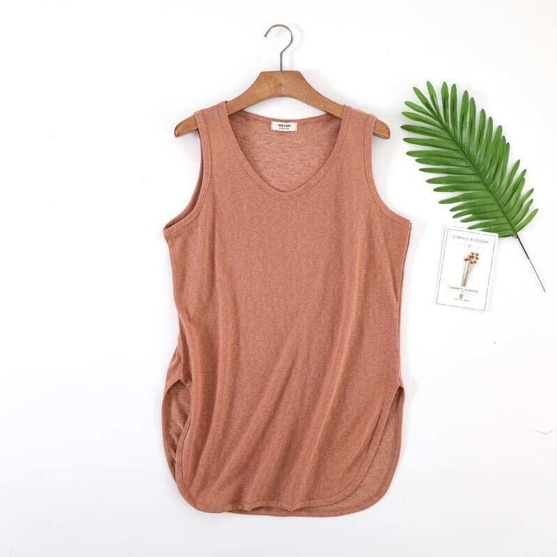 Women's Tanks Camis Summer Cotton And Linen Plus Size Tank Top Women'S Split Collar Sleeveless Bottoming Shirt W808 230419