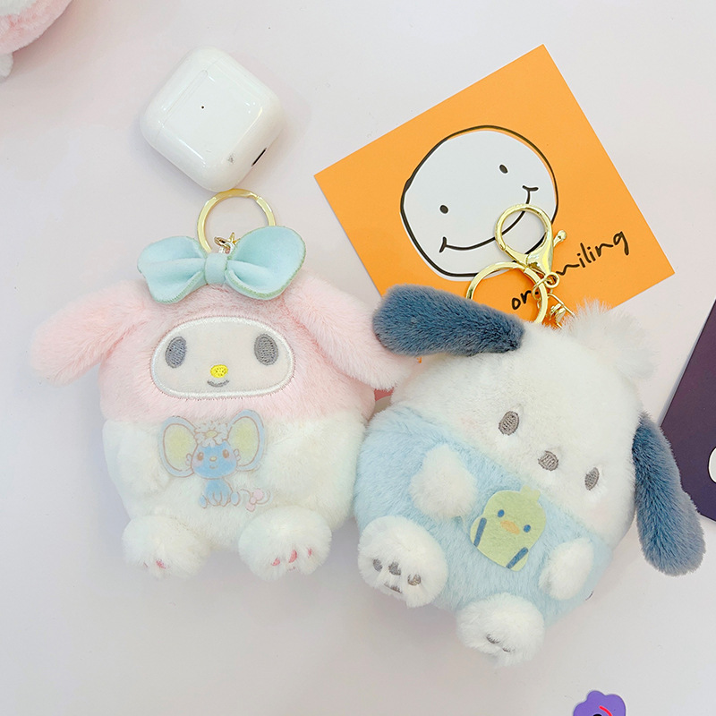 Fashion Kawaii styles Plush Jewelry KeyChains Backpack Car Fashion Key Ring Accessories Girl Wallet Plush