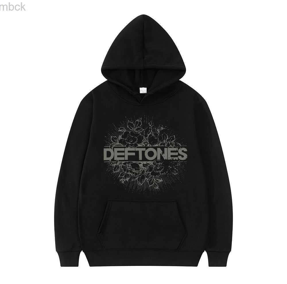 Men's Hoodies Sweatshirts Fashion Punk Metal Rock Band Deftones Hoodie Floral Burst Print Sweatshirt Men Women Vintage Casual Pullover Streetwear