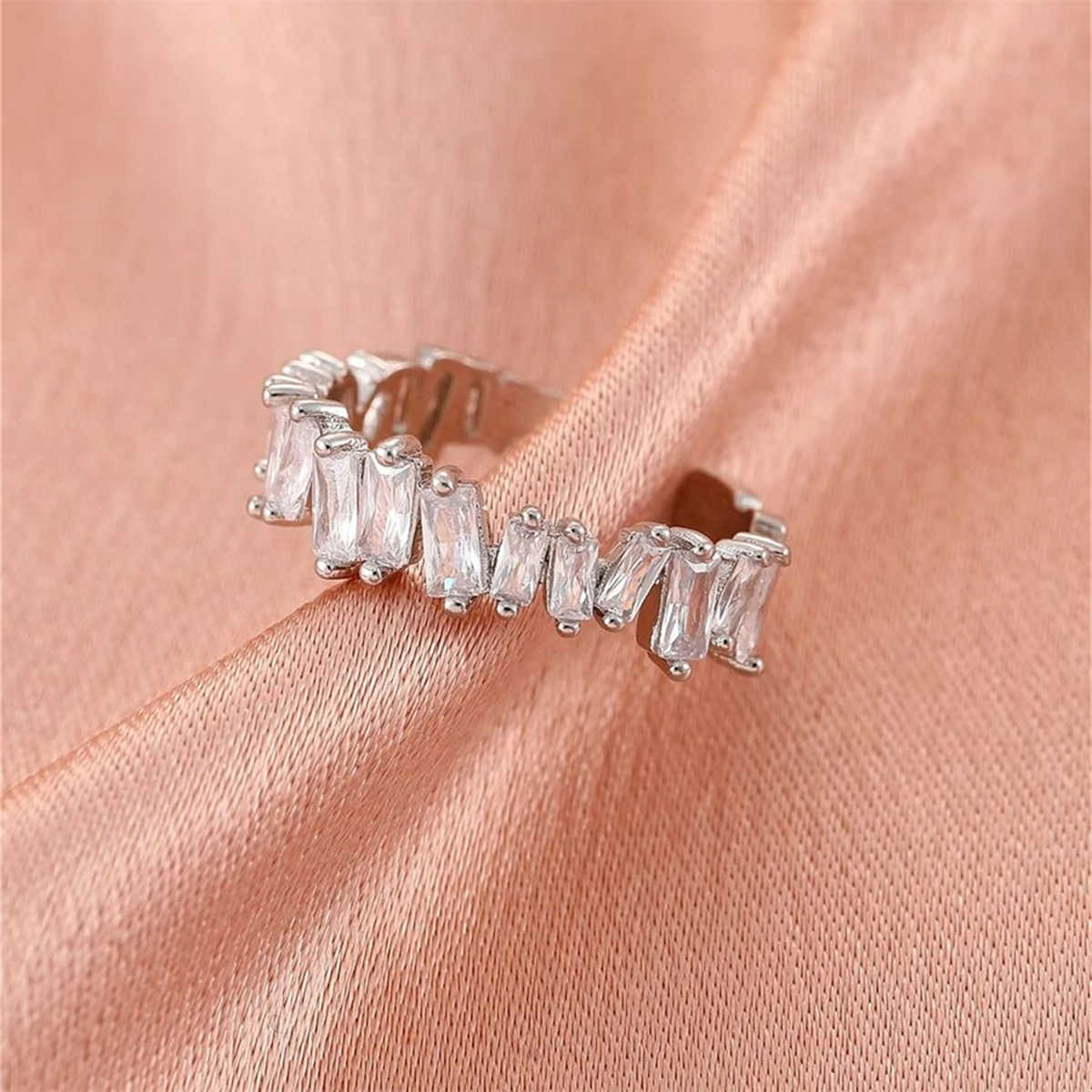 Band Rings Inlaid Zircon Irregular Opening Ring Index Finger Ring Alloy Ring Fashion Jewelry anillos mujer