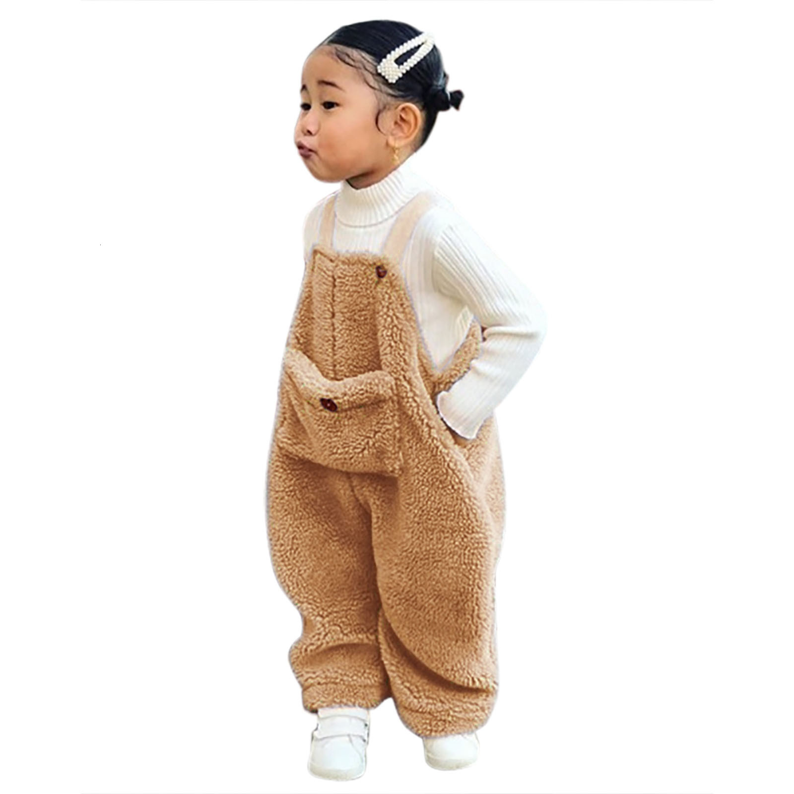 Overalls Flannel Suspender Warm Girl Winter Baby Overalls Kids Toddler Pants Boys Solid Girls Pants Leather Pants For Girls 230419