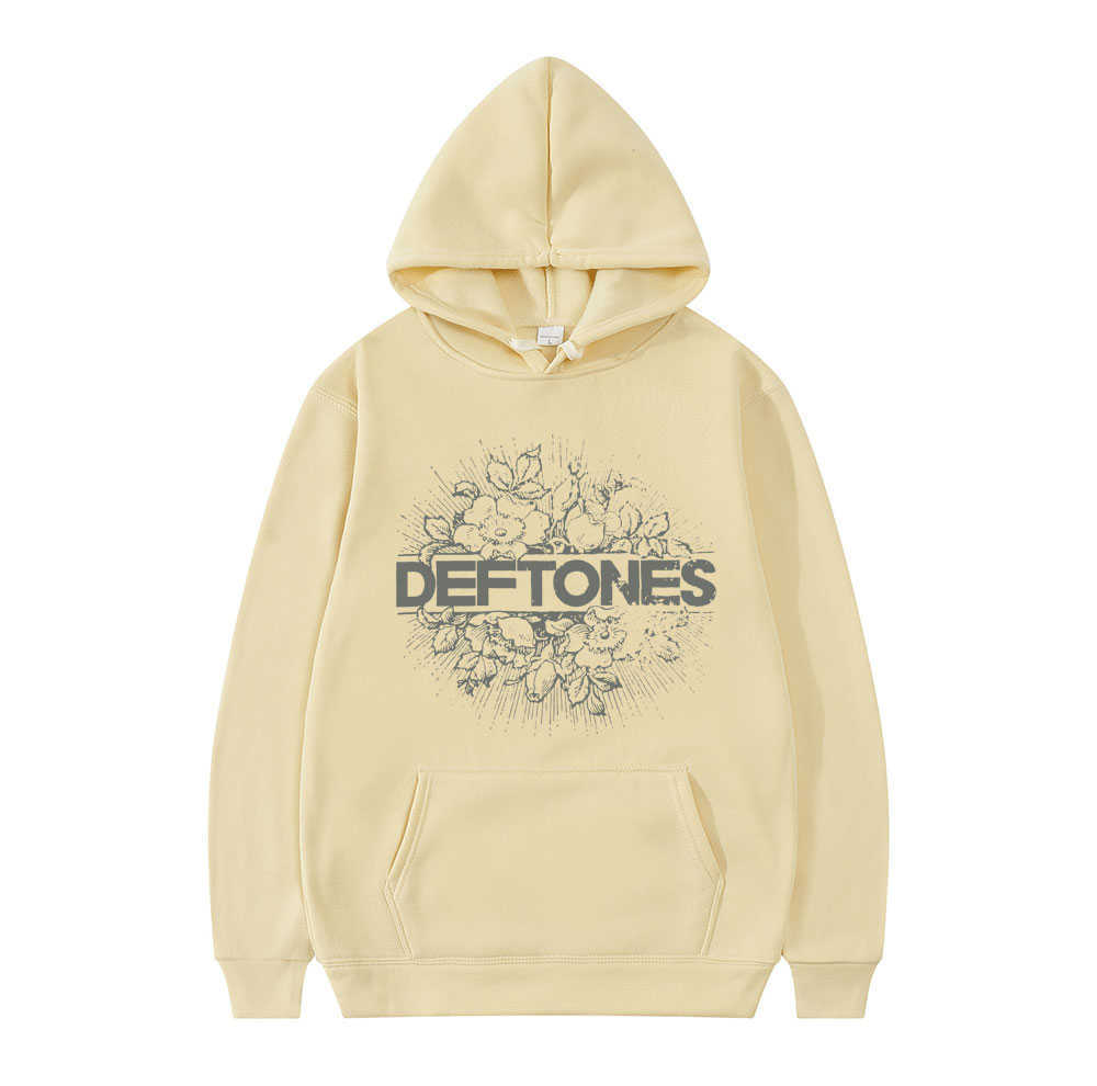 Men's Hoodies Sweatshirts Fashion Punk Metal Rock Band Deftones Hoodie Floral Burst Print Sweatshirt Men Women Vintage Casual Pullover Streetwear