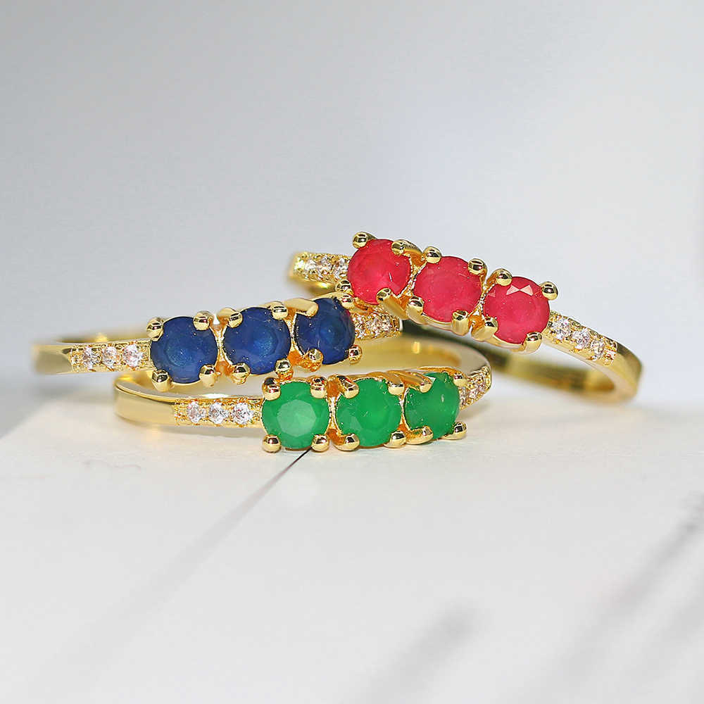 Band Rings Rings For Women Unique Sweet Multicolor Candy Stone Crystal Light Gold Color Wedding Finger Ring Gift Fashion Jewelry R876