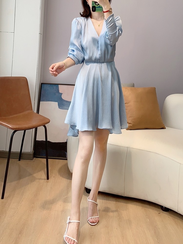 Casual Dresses Maje High Waisted Dress V-neck Short Dress for Women