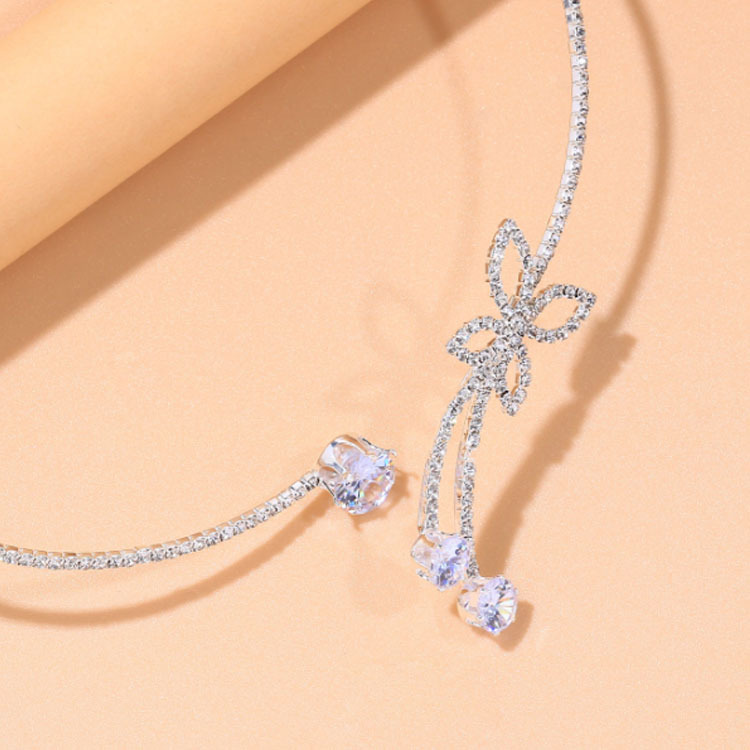 Water Diamond Choker Full Diamond Collar Chain Butterfly Collar Small Design Sense Necklace Simple Fairy Woman Choker
