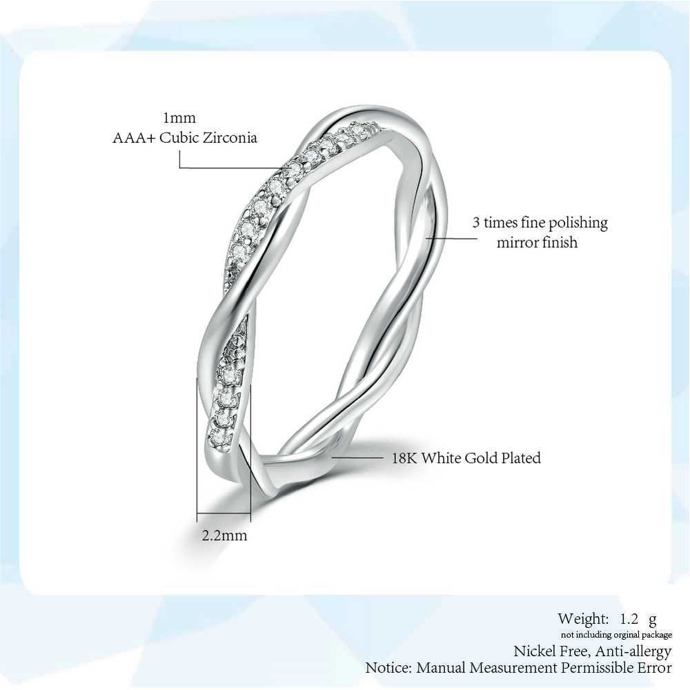 Band Rings Wedding Engagement Dainty Ring For Women Thin Temperament Winding Silver Color Zircon Fashion Gift Jewelry DZR018