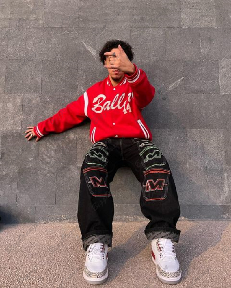 Men's Jeans Multi pocket cargo jeans are stylish with loose pants for men fall guys black wide leg streetwear RetailWholesale 230419