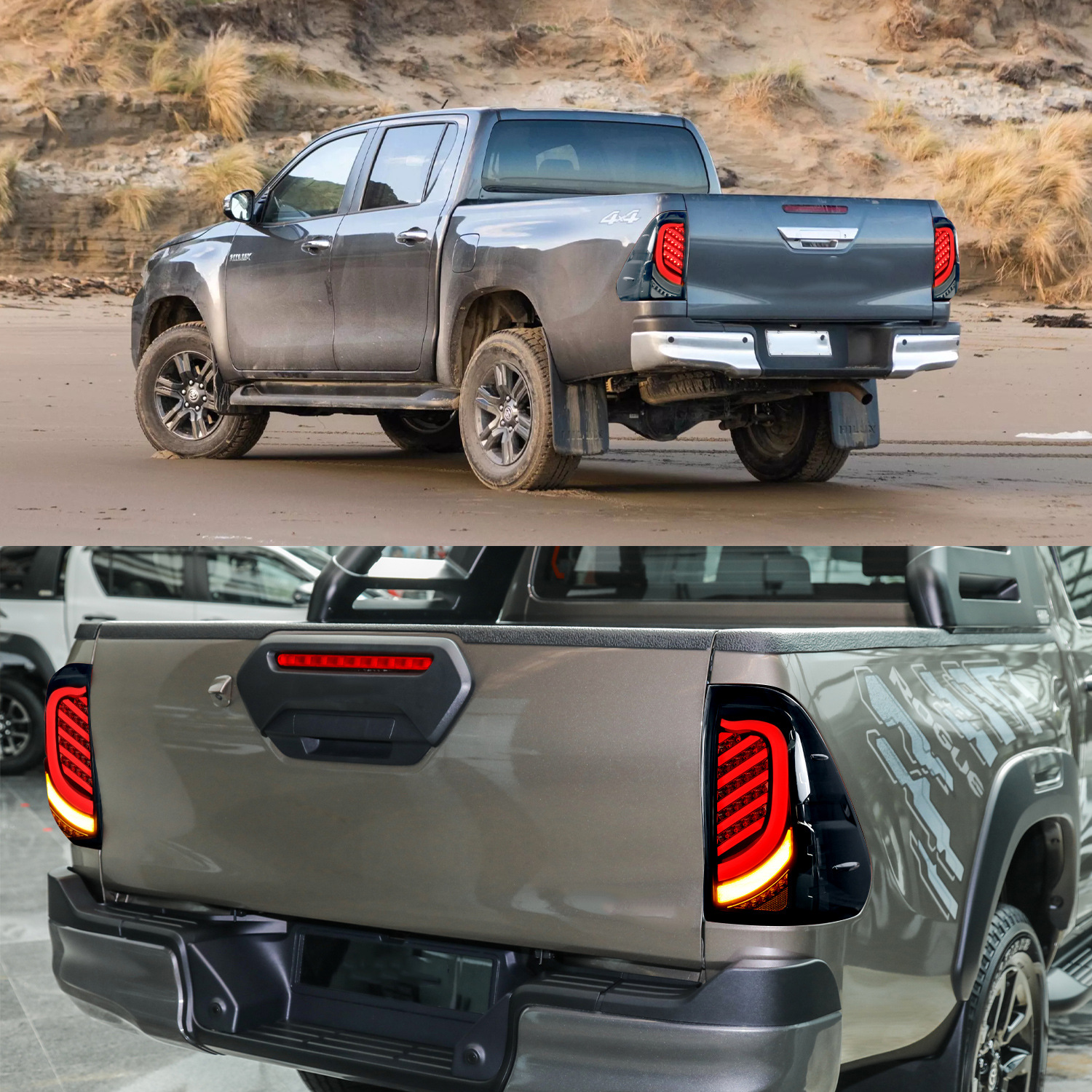 Full LED Rear Taillights for Toyota Hilux 20 15-2021 LED Sequential Turn Signal Lights Reverse Lamp Brake Stop Light