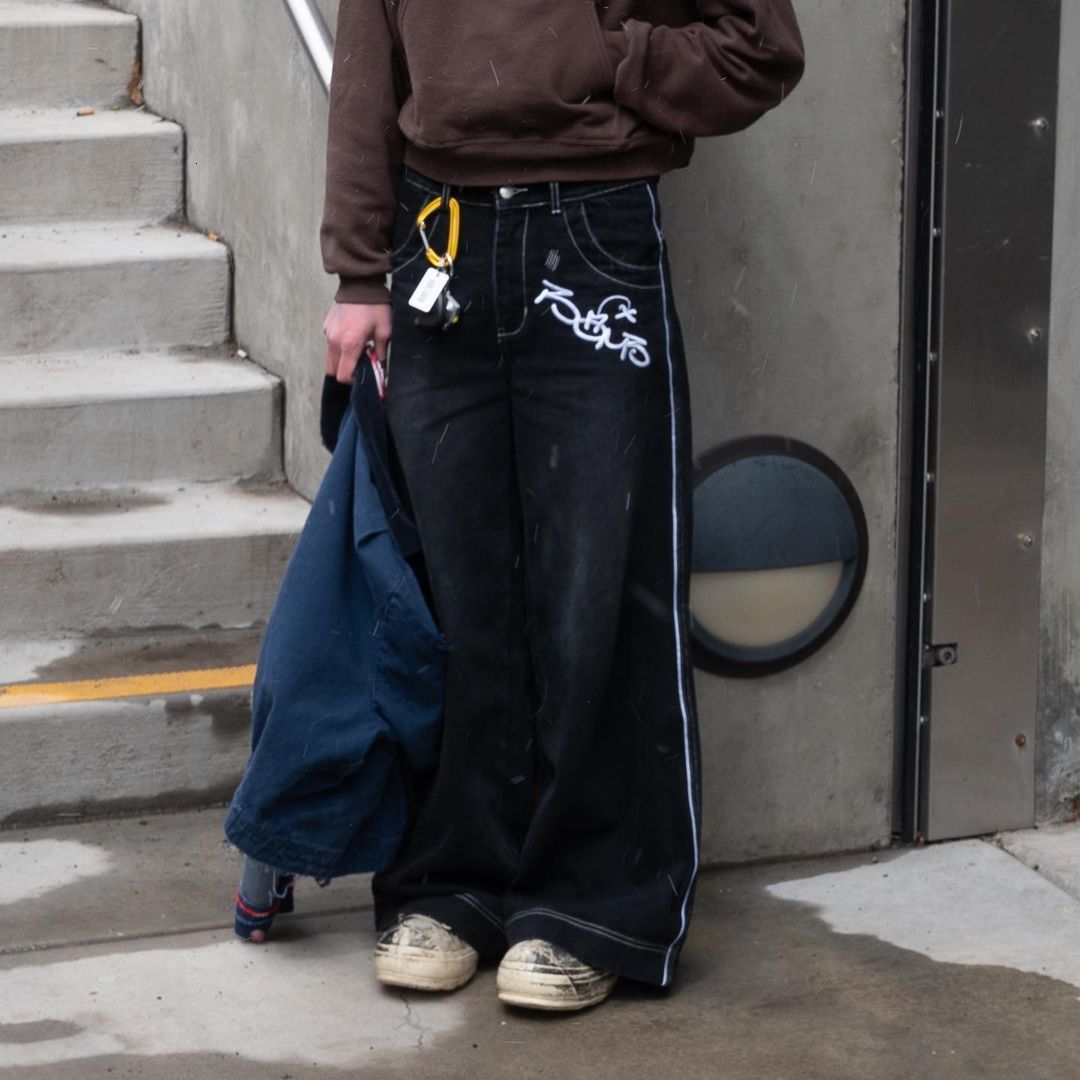 Men's Jeans Spring Streetwear Vintage Cartoon Thermoprint Man Clothing Loose Wide Leg Pants For Men Male Y2k Baggy 230419