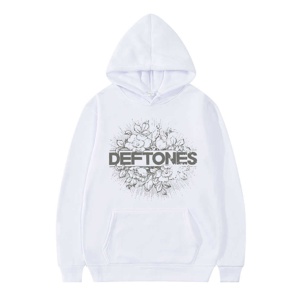 Men's Hoodies Sweatshirts Fashion Punk Metal Rock Band Deftones Hoodie Floral Burst Print Sweatshirt Men Women Vintage Casual Pullover Streetwear