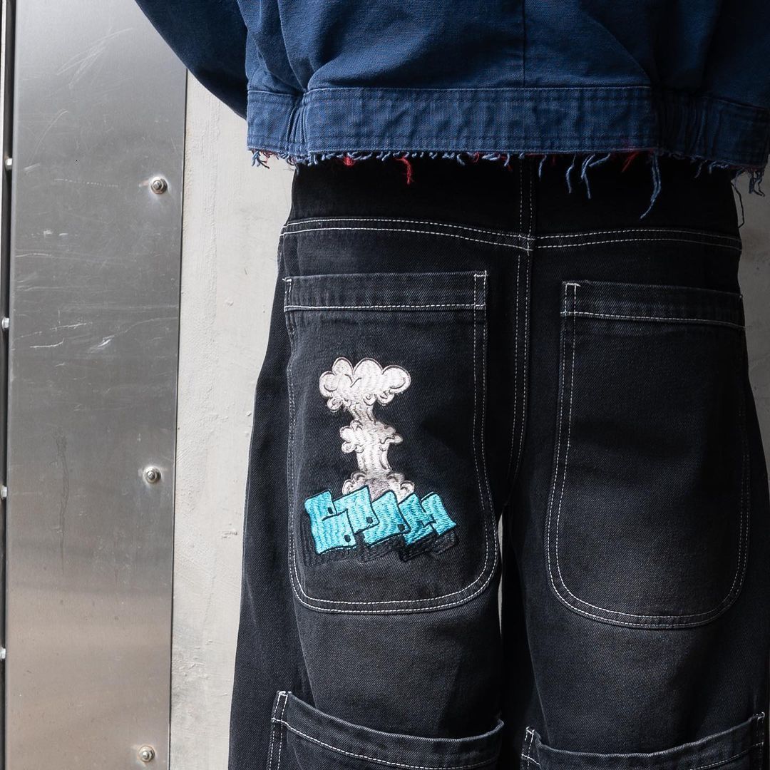 Men's Jeans Spring Streetwear Vintage Cartoon Thermoprint Man Clothing Loose Wide Leg Pants For Men Male Y2k Baggy 230419