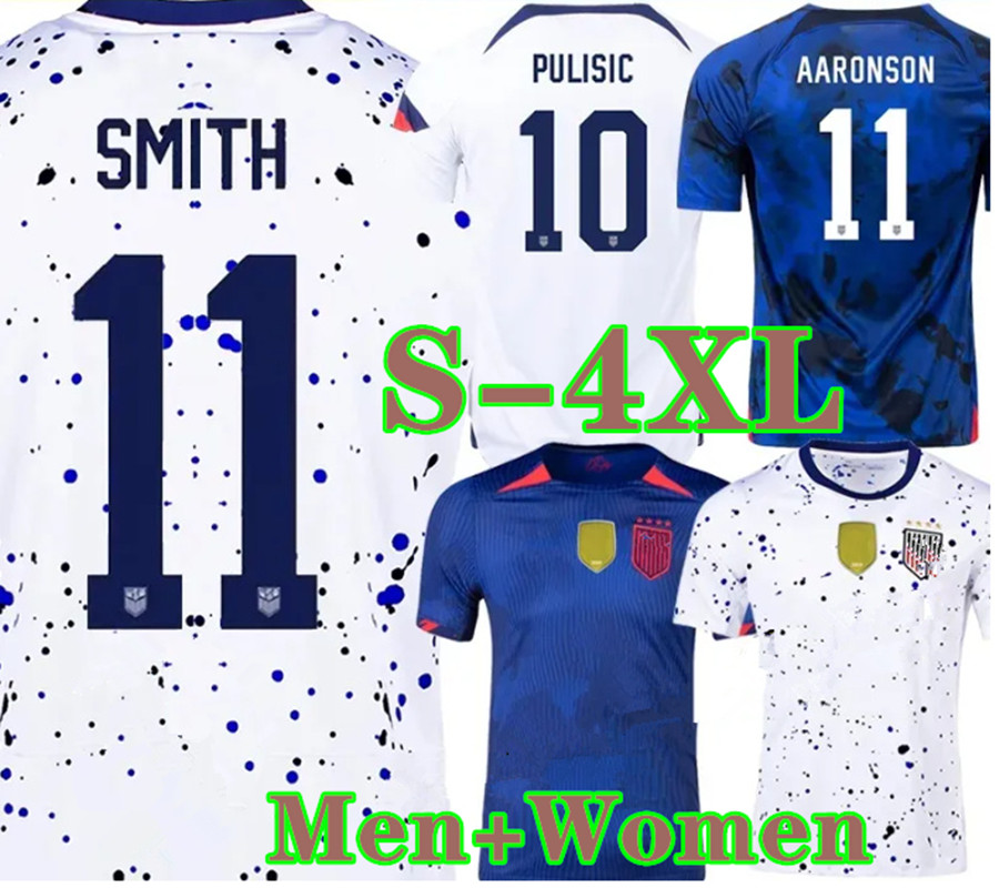 

S  USAS 2023 USWNT Jerseys 4 Stars Women Soccer Jerseys Kids Kit USMNT 23 24 PULISIC SMITH MORGAN Mens Maillot de Football Shirts