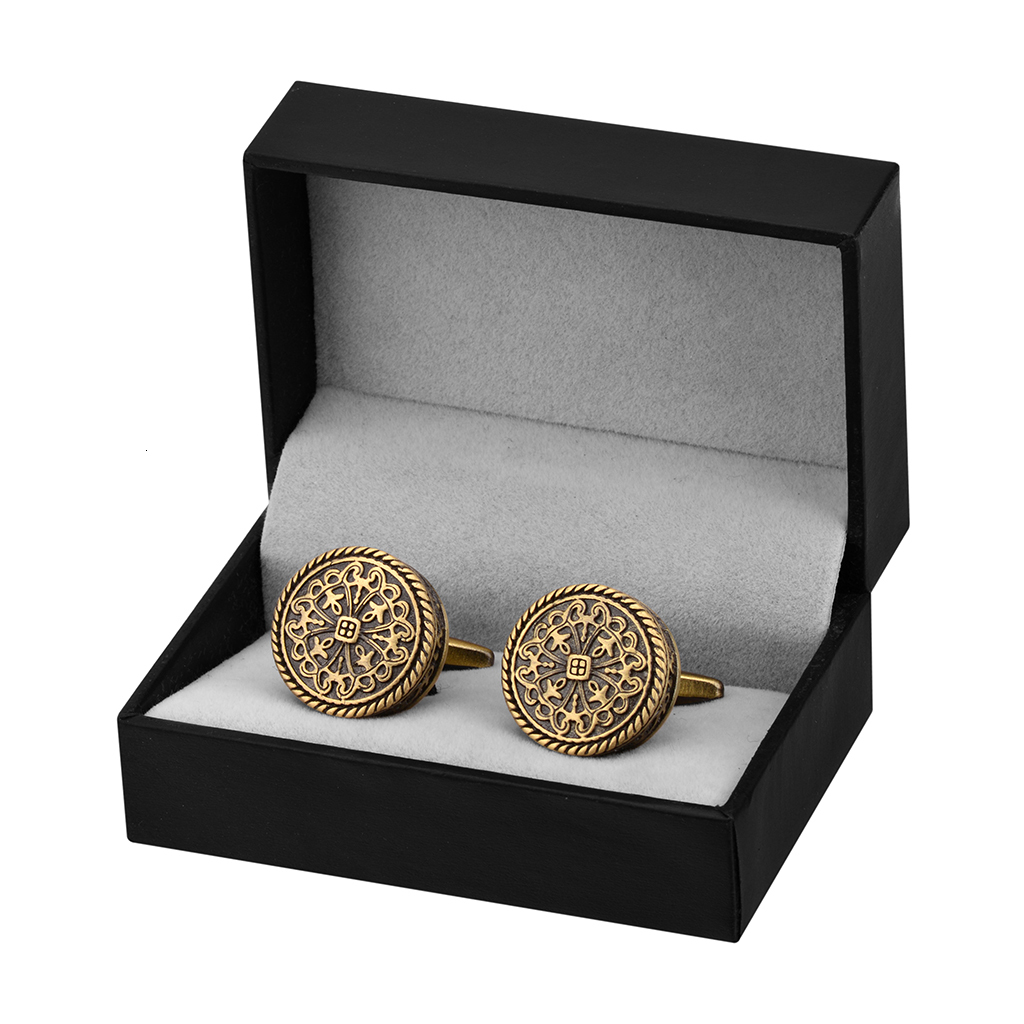 Cuff Links SAVOYSHI High Quality Shirt Cufflinks for Men Round Bronze Vintage Pattern Metal Cuff links Gift Free Enagraving Name 230419