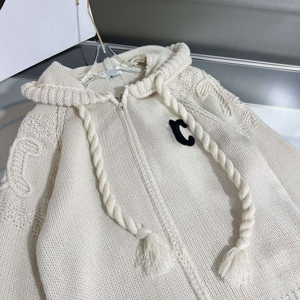 Autumn womens sweater fashion c embroidery hooded knit Sweater women designer knitwear loose cardigan coat long sleeve top