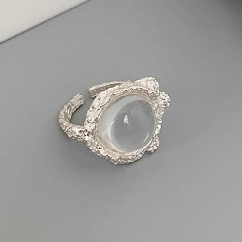 Band Rings Adjustable Open Natural Moonstone Rings For Women Dating Fine Gothic Style Party Jewelry Teens Cool Gift Fit Valentines Day