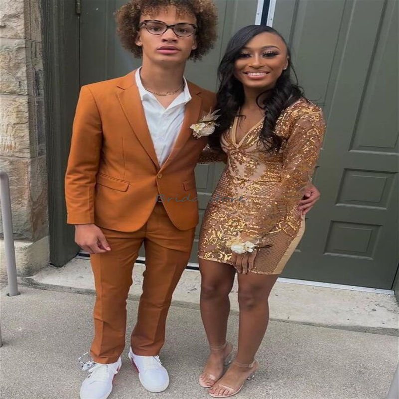 Glitter Short Sequin Prom Dress Gold 2023 Sexy V Neck Long Sleeve Cocktail Party Dresses Elegant Black Girls Graduation Evening Wear Homecoming Gradua