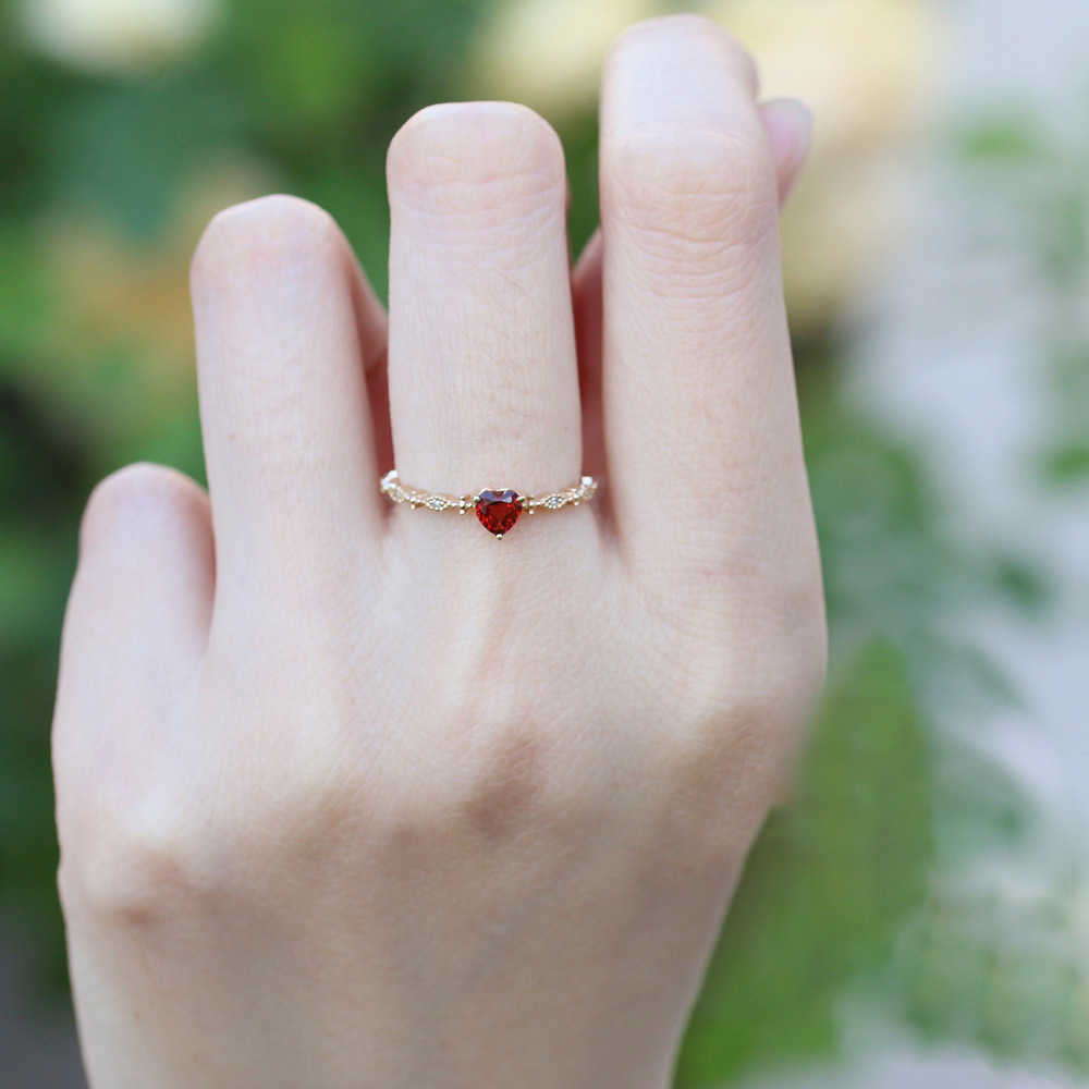 Band Rings ZHOUYANG Cute Dainty Rings for Women Red Zircon Tiny Heart Jewelry Korean Accessories Wedding Gifts Girlfriend Wholesale KAR272