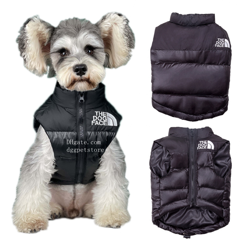 Winter Dog Apparel The Dog Face Designer Dog Clothes 90% Duck Down Vests for Small Medium Dogs Thicken Warm Pet Coat Soft Windproof Puppy Coats Black 3XL A402