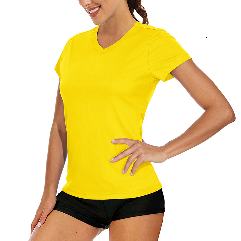 Womens TShirt MAGCOMSEN UVproof Short Sleeve Tshirt Summer Quick Dry Tees Solid Color Vneck Workout UPF50 Sun Protection Tops 230419