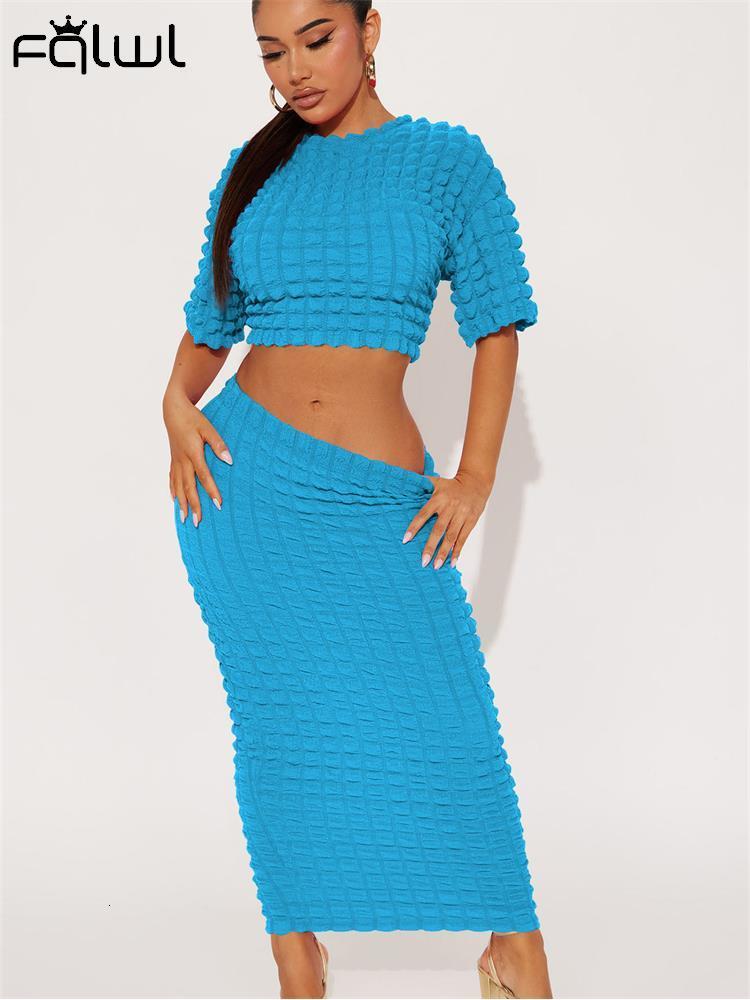 Two Piece Dres 2023 Crop Top And Straight Skirt Sets In Matching Summer Streetwear Solid 2 Set Club Outfit 230419