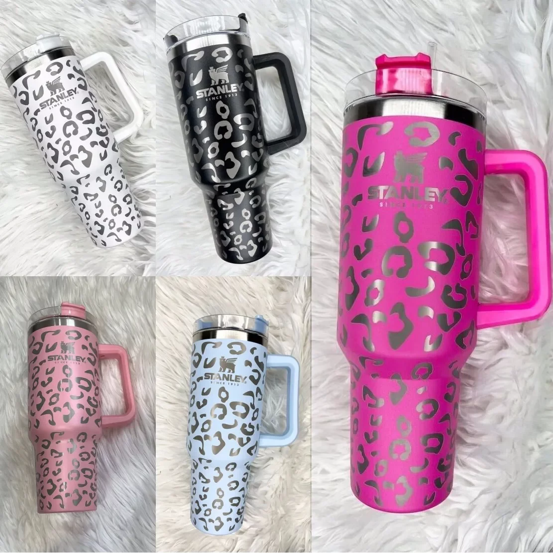 New Pink Stanley LOGO 40oz Leopard stainless steel tumbler with handle lid straw big capacity beer mug water bottle outdoor camping cup vacuum drinking tumblers, Multi colors
New Pink Stanley LOGO 40oz Leopard stainless steel tumbler with handle lid straw big capacity beer mug water bottle outdoor camping cup vacuum drinking tumblers, Multi colors