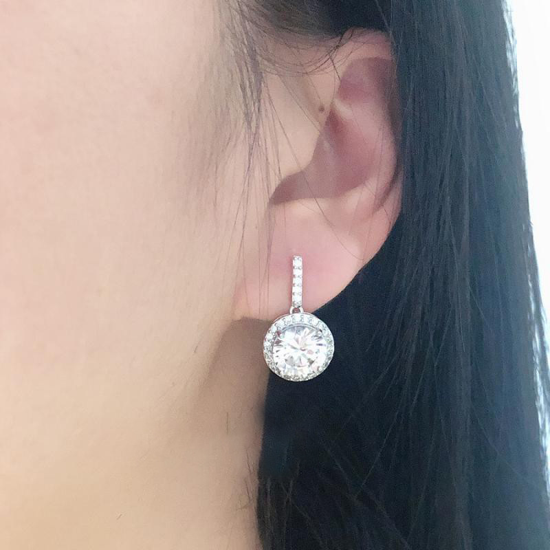 Sterg Sier Dangle Earrings: Large White Topaz CZ Dia Moissanite Drop Earring Women, Jewelry for Party and Lover Gift