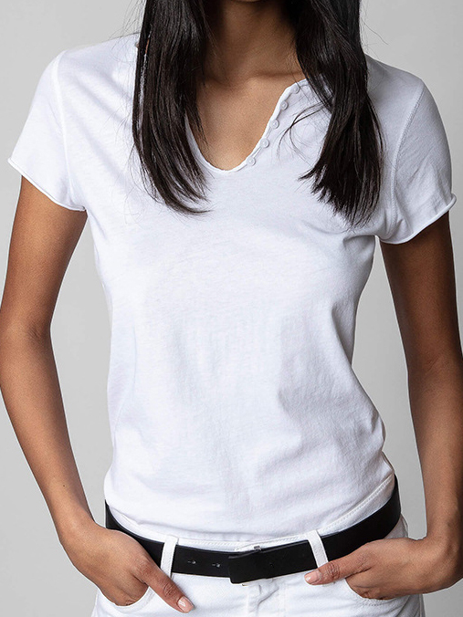 Womens TShirt Letter drill Cotton White Tees Women Chic short Sleeve V Neck T Shirt Casual Hipster Fashion Clothes Tops 230419