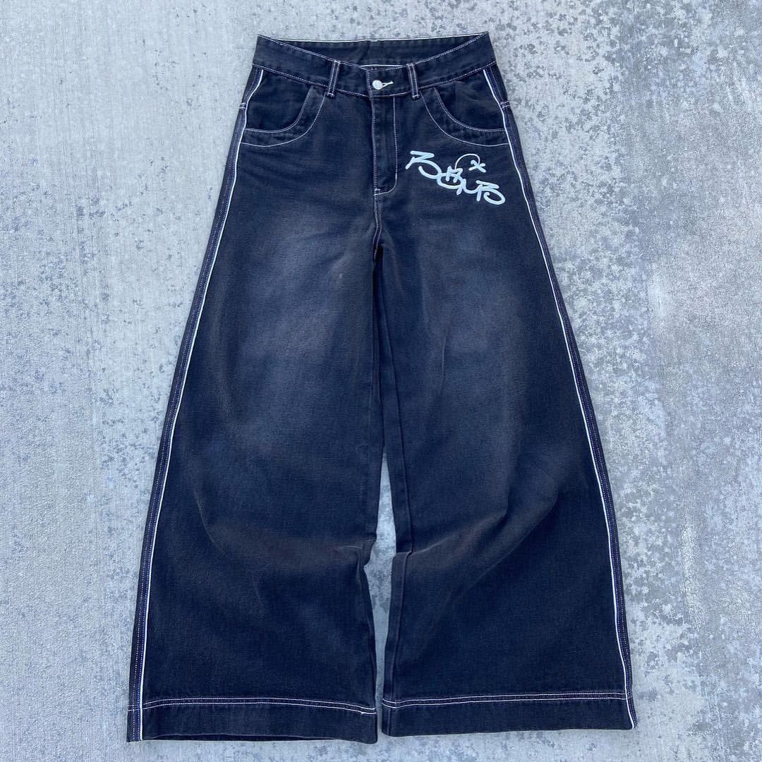 Men's Jeans Spring Streetwear Vintage Cartoon Thermoprint Man Clothing Loose Wide Leg Pants For Men Male Y2k Baggy 230419