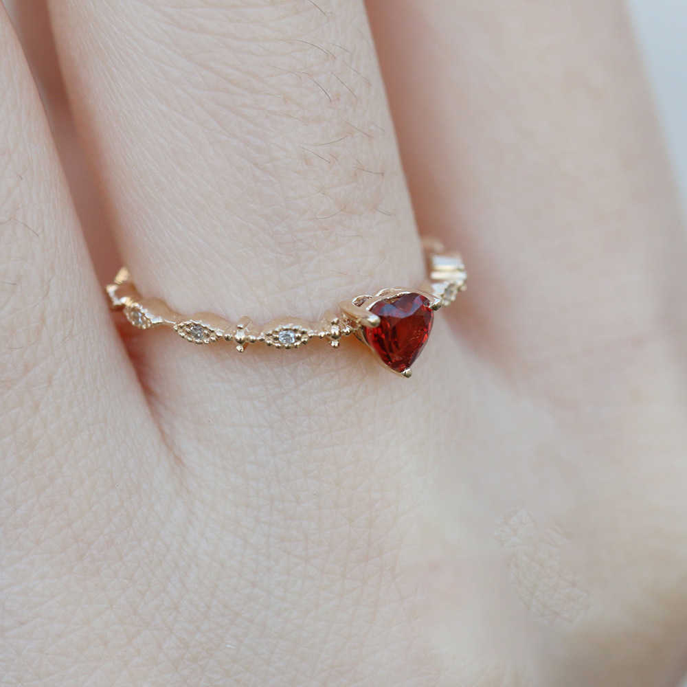 Band Rings ZHOUYANG Cute Dainty Rings for Women Red Zircon Tiny Heart Jewelry Korean Accessories Wedding Gifts Girlfriend Wholesale KAR272