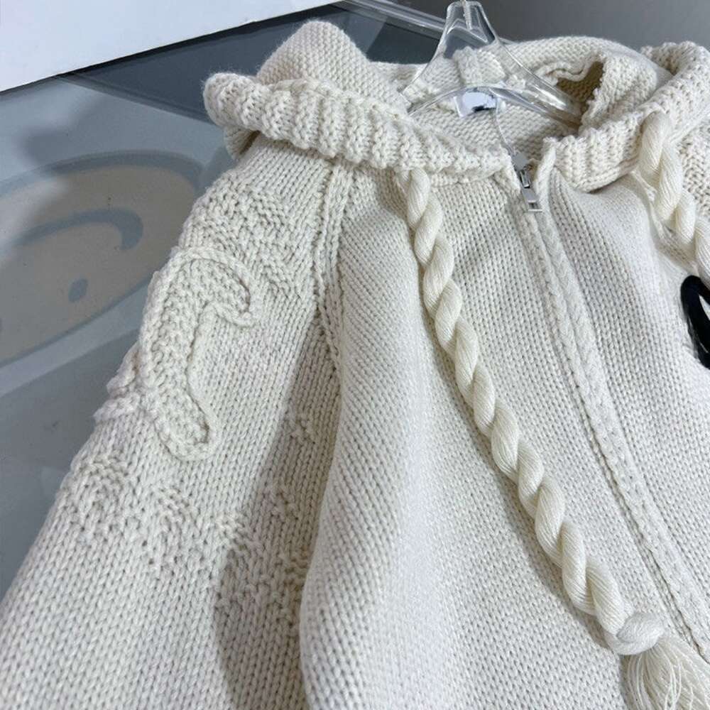 Autumn womens sweater fashion c embroidery hooded knit Sweater women designer knitwear loose cardigan coat long sleeve top